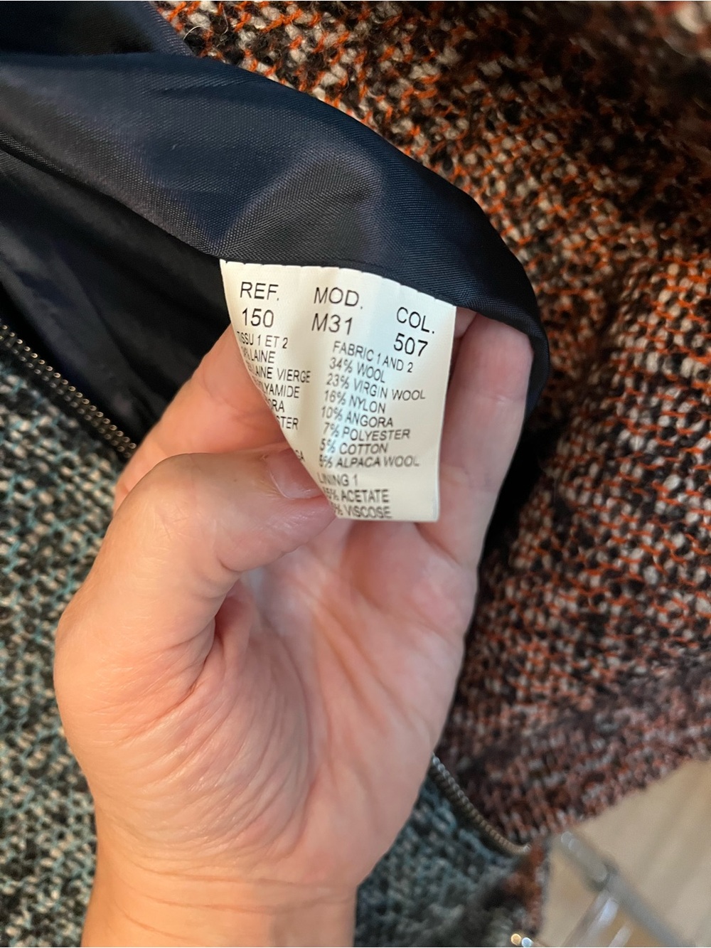 Carven Two-Tone Tweed Jacket in Blue Green and Orange 🍊 - Picture 6 of 7